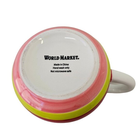 World Market Surprise Penguin Mug 15 oz Capacity Multi Stripe Ceramic Coco Cup - Picture 10 of 10